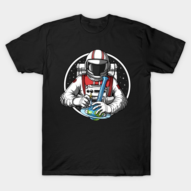Astronaut Stoner Weed Bong T-Shirt by underheaven